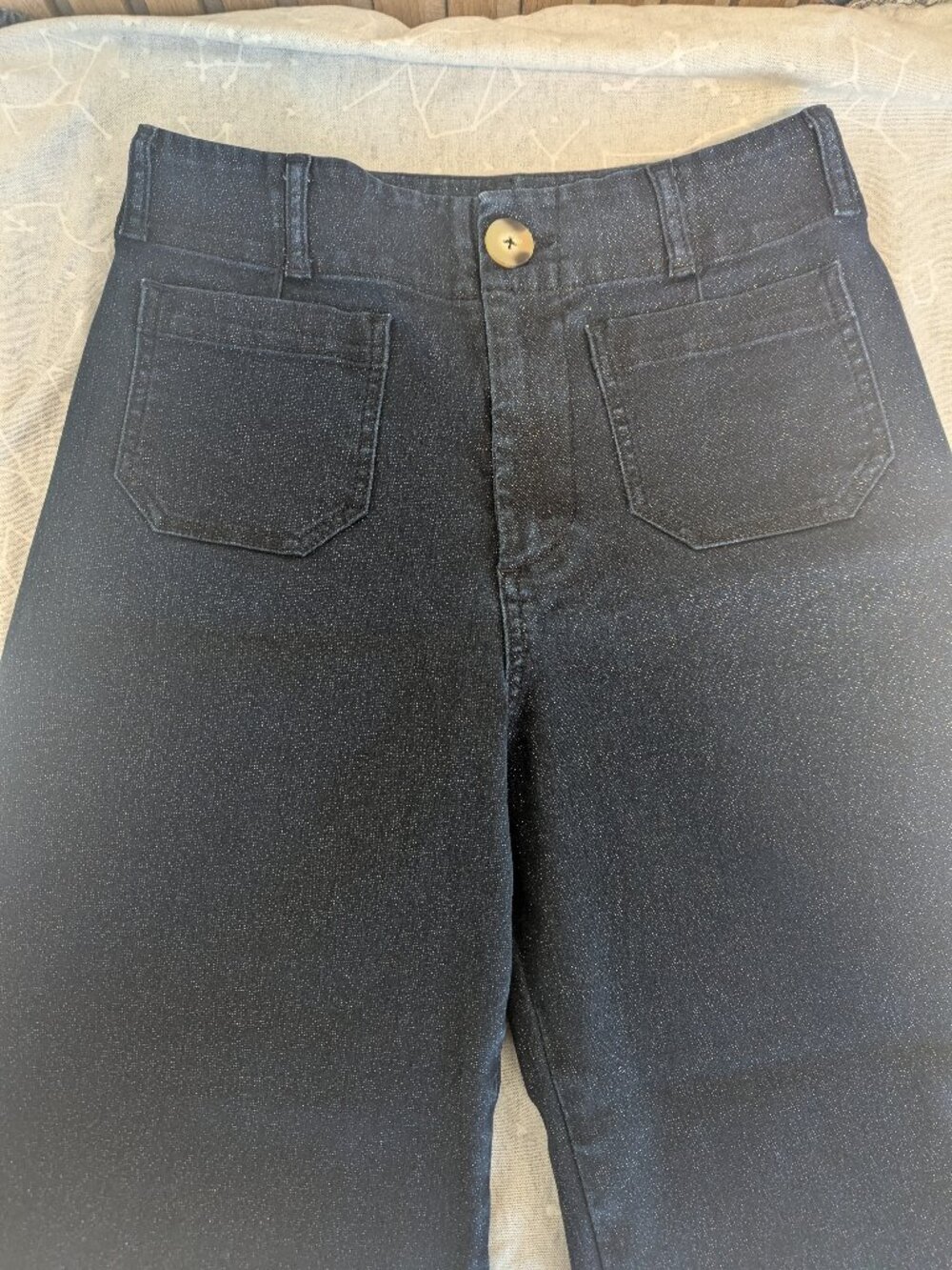 Anthropologie Maeve "Colette" Cropped Jeans Sz 27P Navy Sparkle